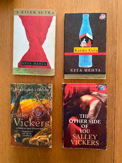 Four fiction books, View more