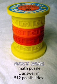 FOOL’S SPOOL, math puzzle, add to 12, 1970s vintage