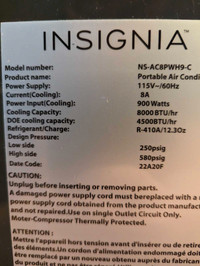 INSIGNIA Portable  Air Conditioner - Pick up only