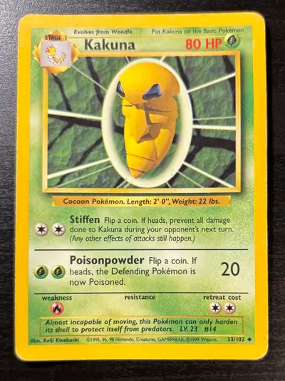 99 Pokemon Base Set Kakuna #33/102, View more