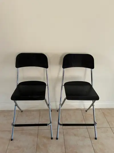 Black & Chrome Folding Bar Stools / Counter Chairs, View more