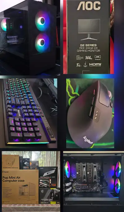 Ryzen8600G PCwith144HzMonitor+RgbMech.Keyb.+WrlessMouse, View more
