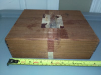 Antique Wooden Dovetailed Cigar Box 8" X 6 1/4" X 2 1/2"