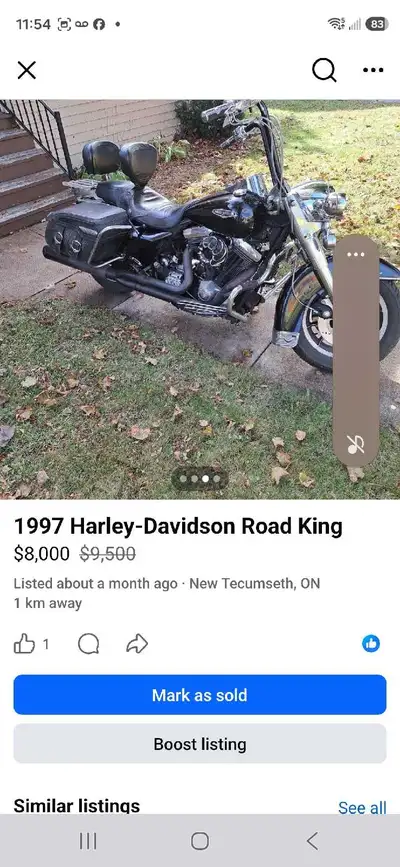 1997 Road King. 16" bars,custom floorboards, top end rebuilt last spring.