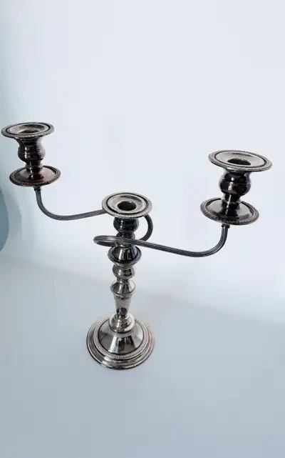 Vintage Cavendish Plate Silver Over Copper 3-Light Candelabra , View more