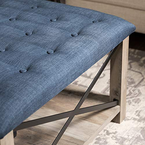 Walker Edison Cambridge Modern Farmhouse Metal X Tufted Ottoman in Other in City of Toronto - Image 2