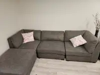 Very gently used grey couch for sale
