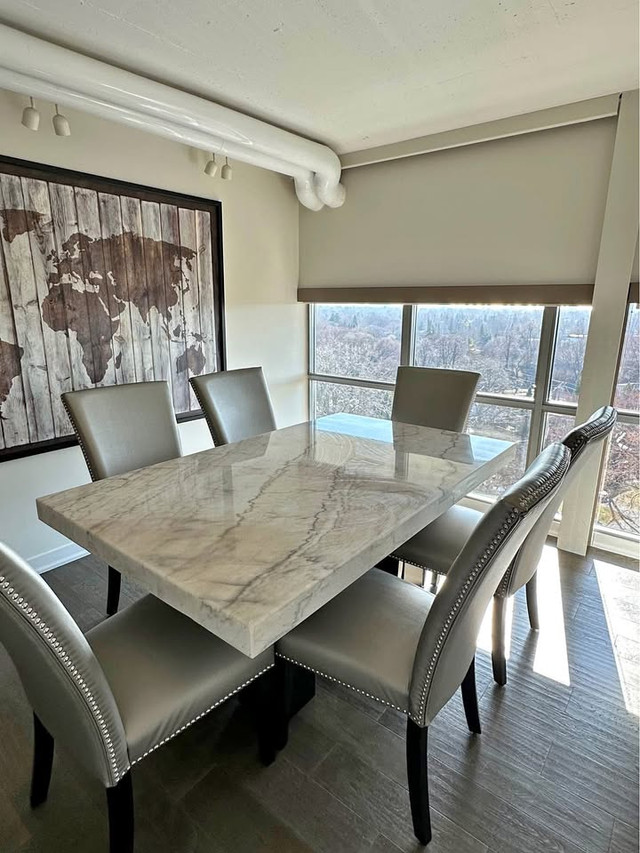 Brand New 6 Seater Pure Marble  Marble Dinning Table Set For Sal in Dining Tables & Sets in Kitchener / Waterloo