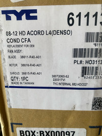 Condenser Fan Assembly by TYC - 611130 Honda /acura 