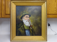 Rare antique listed artist Gyorgy Szennik portrait oil painting.