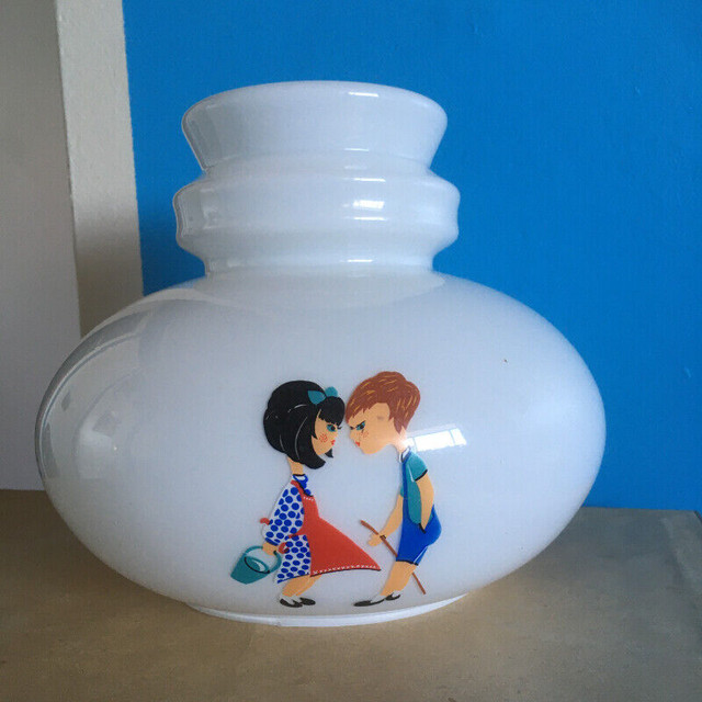Vintage MCM Milk Glass Hanging Lamp Shade f. Children in Arts & Collectibles in City of Toronto - Image 3