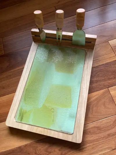 NEW Cheeseboard Cheese board w utensils w magnet strip - fromage, View more