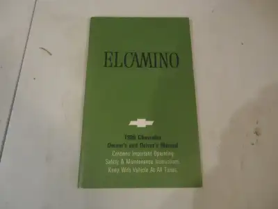 1980 Chevrolet El Camino Owners Manual. Like New. See Pictures. $20 picked up in Angus. Can mail in...