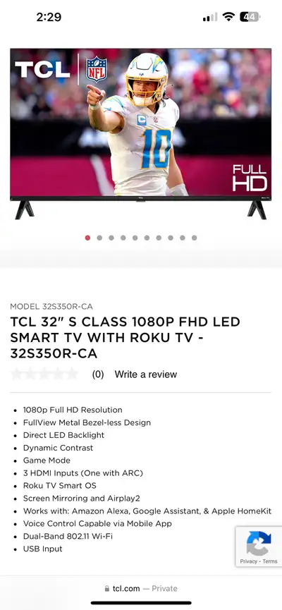 TCL 32” smart tv with Roku Multiple available, View more