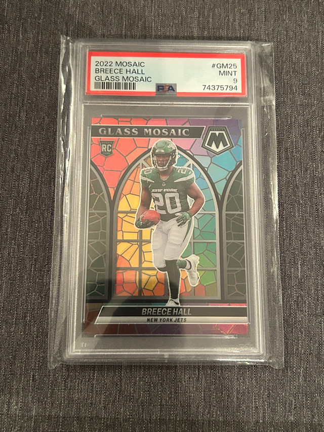 Breece Hall Stained Glass ROOKIE CASE HIT PSA 9 Jets in Arts & Collectibles in Calgary