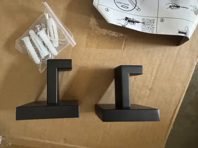 Two Black Towel Hooks, Square Style, New in Bathwares in Markham / York Region - Image 9