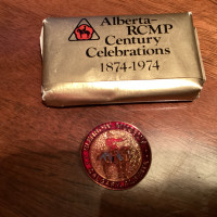 RCMP Lapel Pin and Alberta Century MAA Hotel Soap Sample