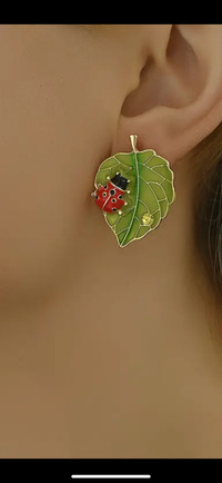 Ladybug Leaf Earrings