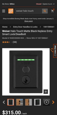 Weiser Halo Touch Smart Fingerprint Door Lock BNIB