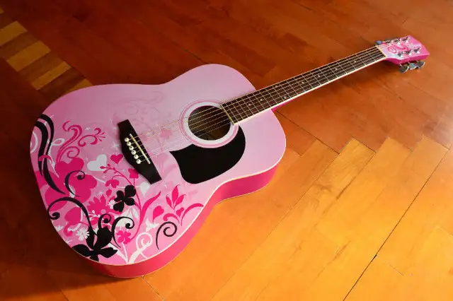 DISNEY BY WASHBURN - PGA34 FLORAL PINK ACOUSTIC GUITAR in Amps & Pedals in Longueuil / South Shore - Image 2