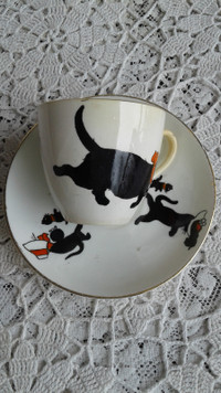 Rare--Allertons Old English Black Cats Cup and  Saucer