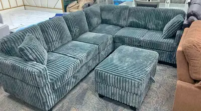 New Corduroy Sectional with storage Ottoman , View more