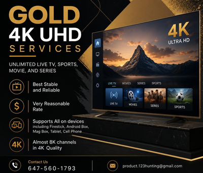 Gold 4K UHD tv - No freezing, View more
