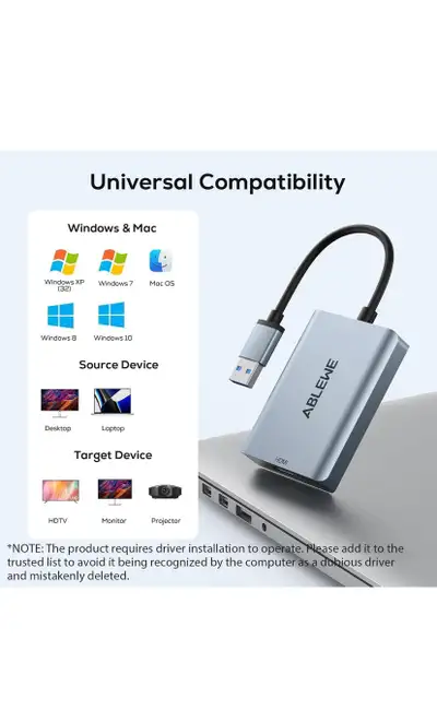 ABLEWE USB to HDMI Adapter, View more
