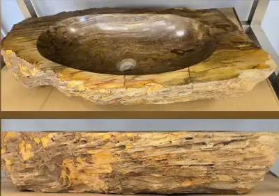 Riverstone & Petrified Wood Vessel Sinks , View more