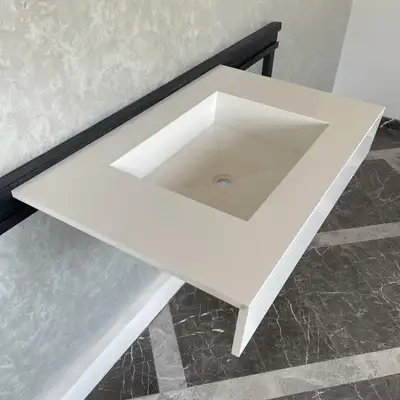 Modern Wall-Mounted Solid Surface Bathroom Vanity Sink, View more