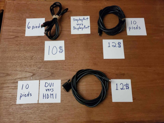 cable HDMI, DP (DisplayPort), Mini DP, USB TypeC DVI et VGA dans Autre  à Ville de Montréal - Image 2
