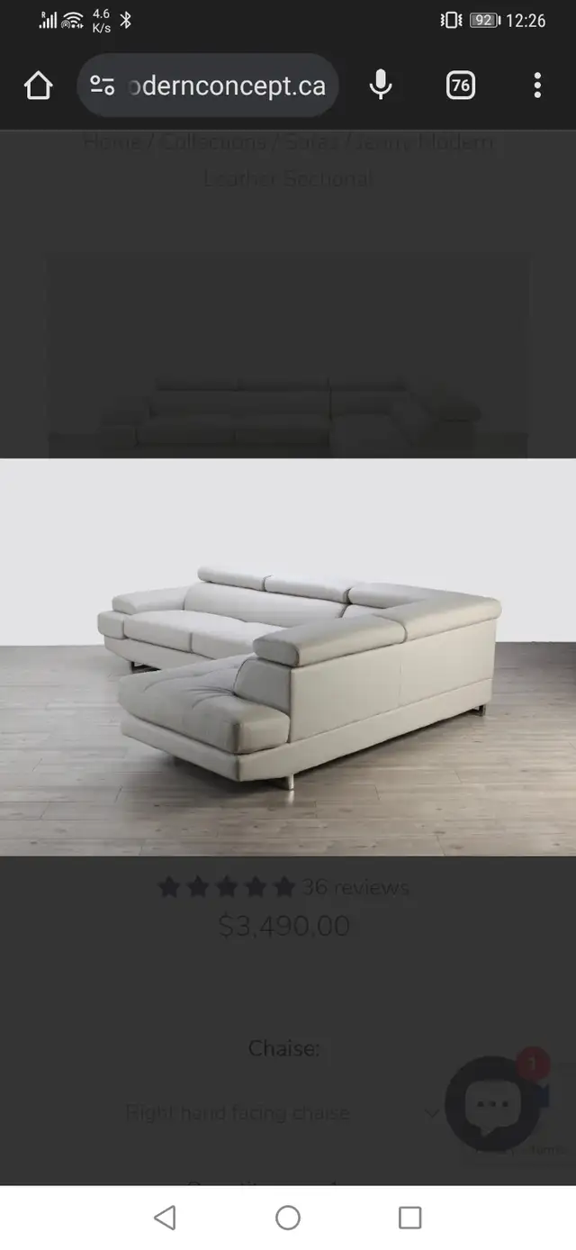 Jenny Modern Cloth Sectional couch in Couches & Futons in Kingston - Image 5