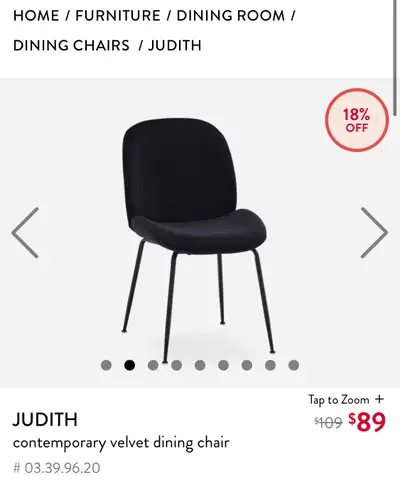 6 - Judith Black Suede Dining Chairs (Structube), View more