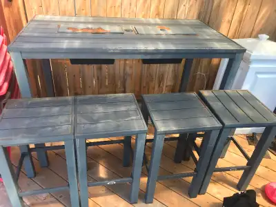 Metal pub table and chairs, View more