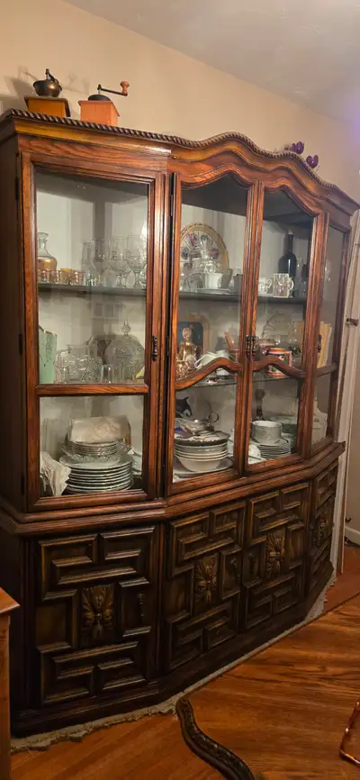 FREE- Large credenza,  couch, coffee table and end table, View more