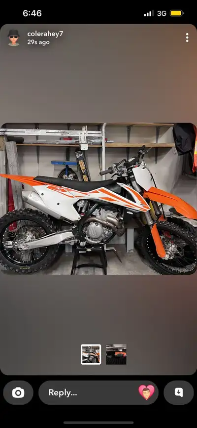 I have a 2017 Ktm 350 sx-f for sale. 46 hrs on the bike, all original besides new tires. Has papers....