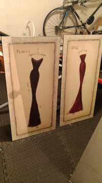 IMMACULATE set of Paris-inspired wooden dress paintings - $80