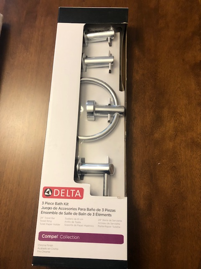 Brand New 3 Piece Chrome Finish Delta Bath Kit, View more
