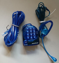 Vintage Radio Shack Translucent Blue Mini Headset Telephone
