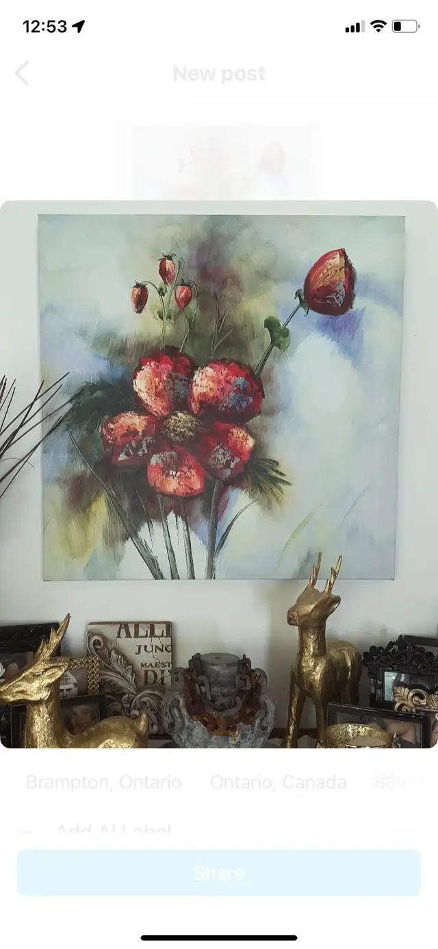 BEAUTIFUL LARGE ‘ BOMBAY ‘ FLORAL CANVAS WALL ART !  in Home Décor & Accents in Mississauga / Peel Region - Image 2