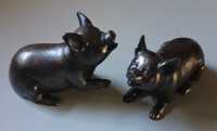 Vintage Rare Resin Broze Color Pig  Figurines