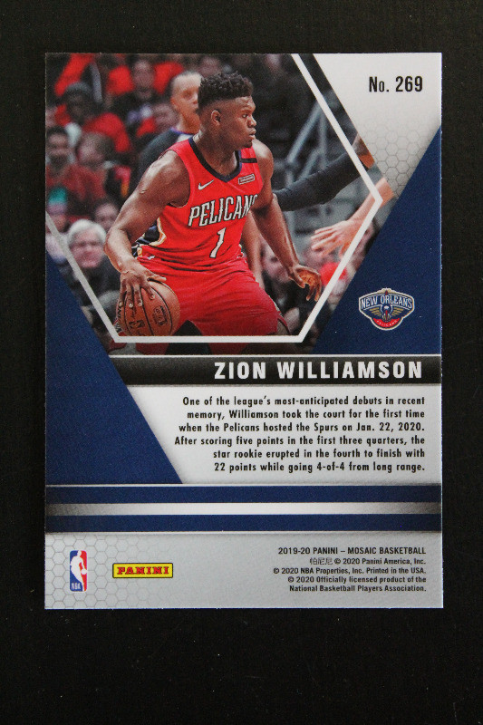 Zion Williamson 2019-20 Panini Mosaic Rookie Card in Arts & Collectibles in Chatham-Kent - Image 3