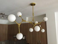 Luminaire spoutnik LED style nordique – 8 globes – NEUF