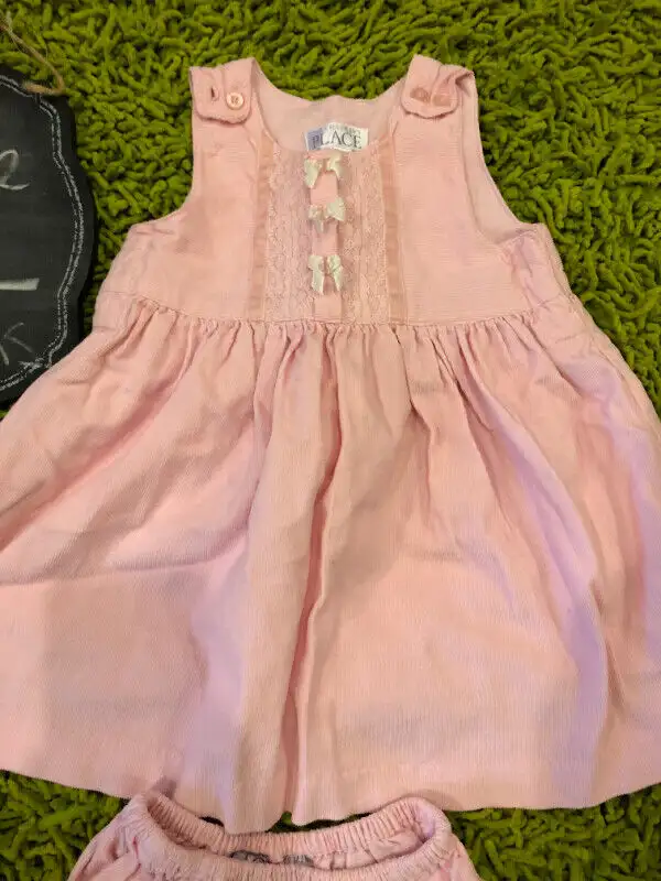 THE CHILDREN'S PLACE PINK SLEEVELESS CORDUROY DRESS - 12 MTH628632627100171215