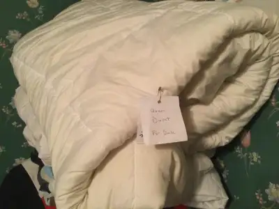 Queen size goose down feather gently used. $40. No cover just the duvet. Smoke and pet free home. Ca...