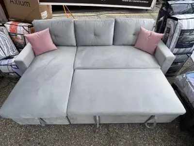 Sale On New 2 PC Sectional Sofa Bed Velvet Fabric Upholstery, View more