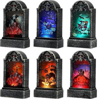 OSALADI 6pcs Halloween LED Graveyard Tombstones Halloween