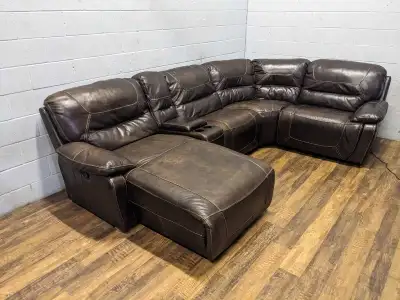 5-piece leather U-Shape sectional. FREE DELIVERY, View more