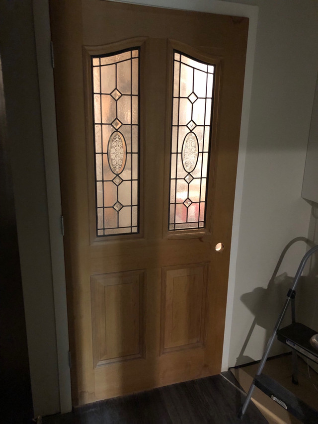 Vintage 36” Leaded Glass Exterior Fir Door  in Windows, Doors & Trim in Lethbridge