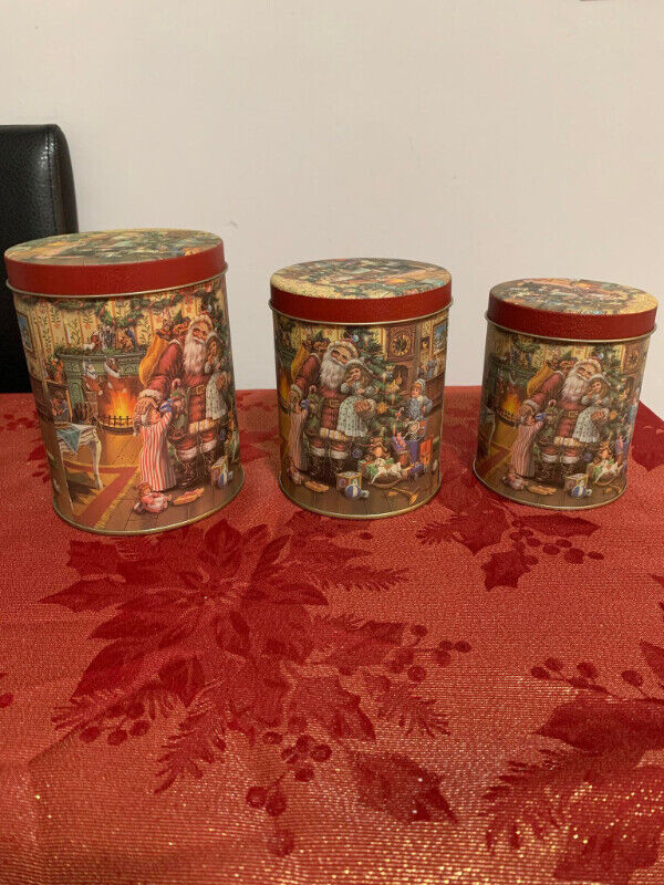 Christmas Canister - Set of 3 in Holiday, Event & Seasonal in Fredericton
